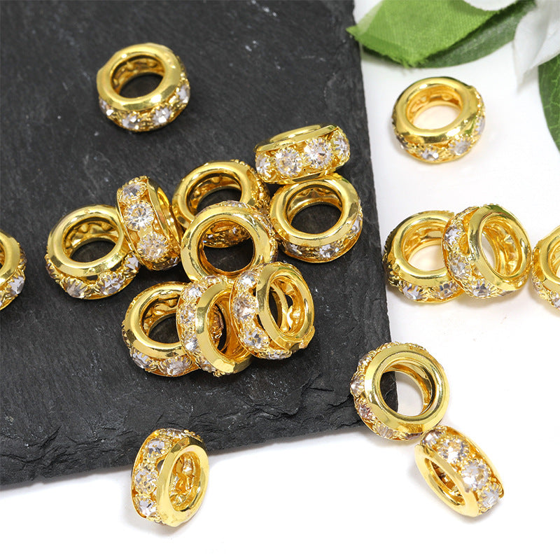 Wholesale 100pcs/pack 15mm diamond-studded round diamond DIY metal spacer beads